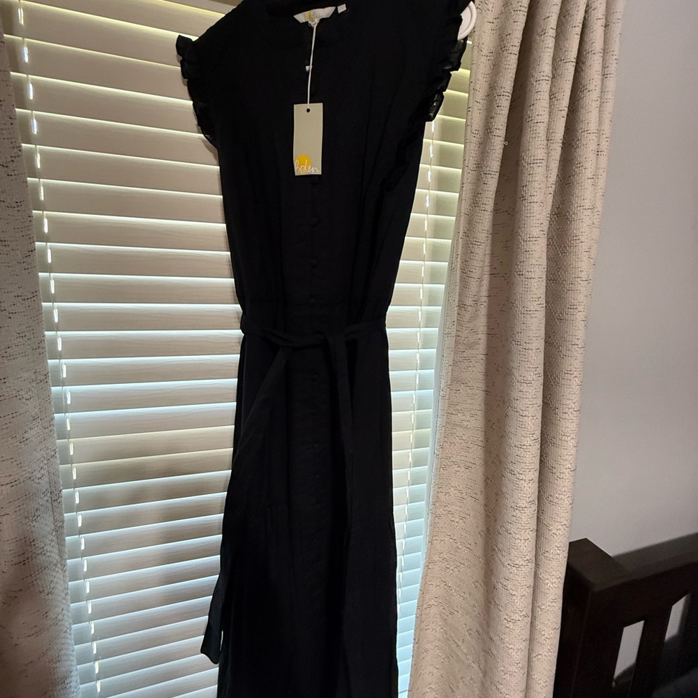 Elegant Black Ruffle Sleeve Dress